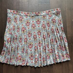 Boden Mini Pleated Floral Skirt Multicolor Red Yellow- Vine Terrace Size 16/18